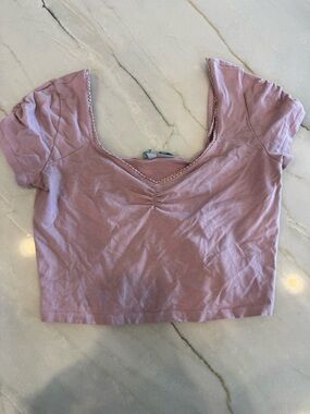 Women’s Short Sleeve Crop Top - Dusty Rose